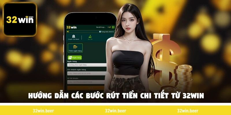 Hướng dẫn các bước rút tiền 32win  chi tiết 
